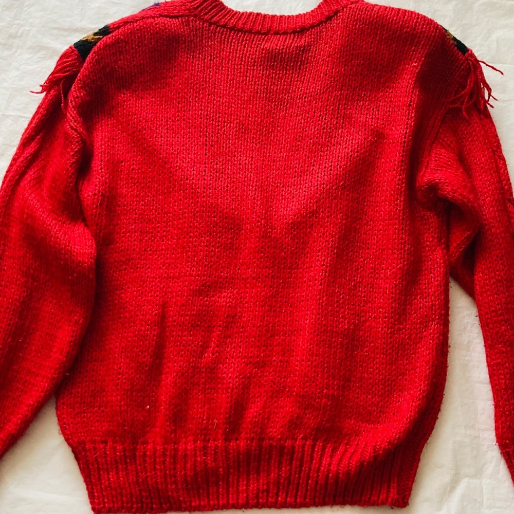 Stefano World Wide Large Red Fringe Cardigan - Picture 2 of 5